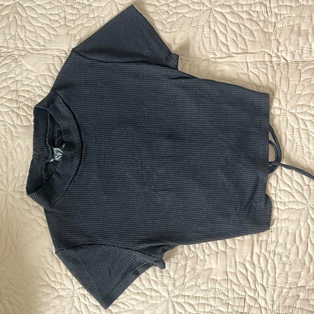 Windsor Charcoal Ribbed Knit Top